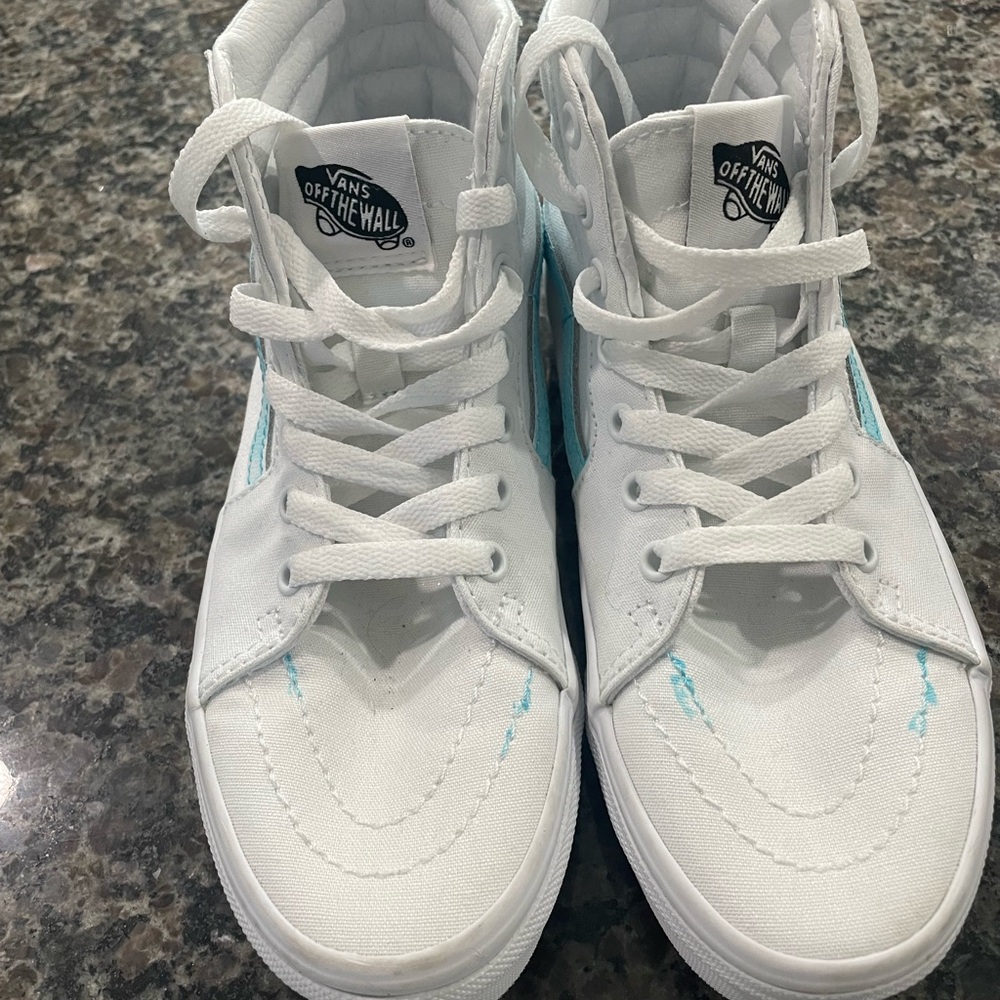 Vans Kids High-Top Sneakers - White and Light Blue